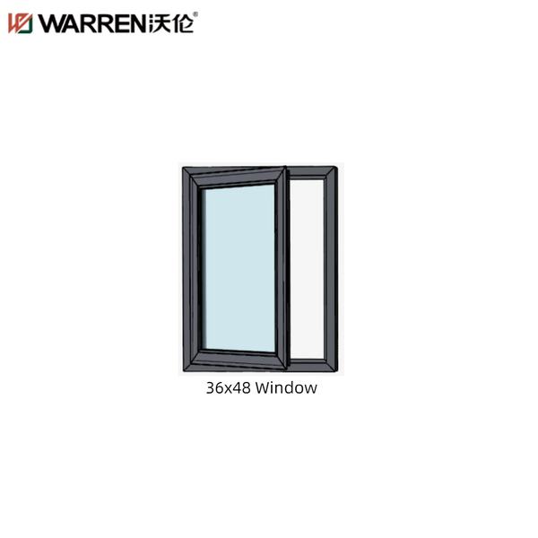 36x48 Inward Opening Aluminum Laminated Glass Black Hurricane Impact Window For Balcony