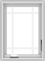 WDMA 18x24 (17.5 x 23.5 inch) White Vinyl uPVC Crank out Casement Window with Prairie Grilles