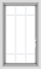 WDMA 18x30 (17.5 x 29.5 inch) Vinyl uPVC White Push out Casement Window with Prairie Grilles