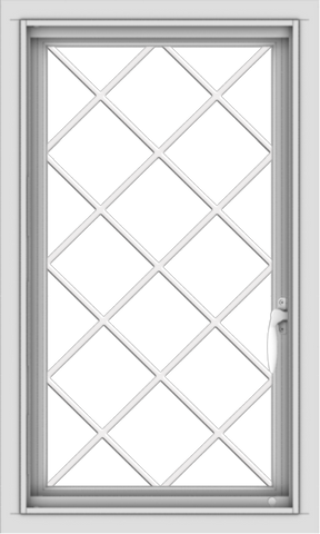 WDMA 18x30 (17.5 x 29.5 inch) Vinyl uPVC White Push out Casement Window  with Diamond Grills