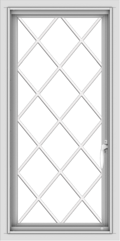 WDMA 18x36 (17.5 x 35.5 inch) Vinyl uPVC White Push out Casement Window  with Diamond Grills