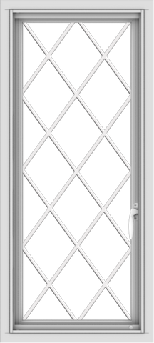 WDMA 18x40 (17.5 x 39.5 inch) Vinyl uPVC White Push out Casement Window  with Diamond Grills