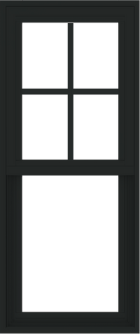 WDMA 18x42 (17.5 x 41.5 inch) Vinyl uPVC Black Single Hung Double Hung Window with Prairie Grids Interior