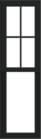 WDMA 18x60 (17.5 x 59.5 inch) Vinyl uPVC Black Single Hung Double Hung Window with Prairie Grids Interior