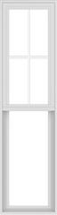 WDMA 18x66 (17.5 x 65.5 inch) Vinyl uPVC White Single Hung Double Hung Window with Top Colonial Grids Exterior