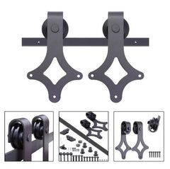 2 ft Sliding Flat Track Barn Door Hardware Kit Set Black Rustic Guide Handle Set For Barn Door on China WDMA