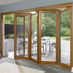 2018 golden oak color aluminum sliding and folding window door with double glass made in Guangzhou on China WDMA