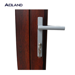 2019 latest aluminium tempered glass bi fold front door with wooden color on China WDMA