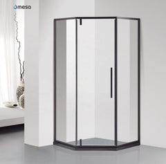 2019 new high quality black painted SUS304 frame sliding shower doors with wheels on China WDMA