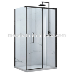 2019 new high quality black painted SUS304 frame sliding shower doors with wheels on China WDMA