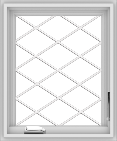 WDMA 20x24 (19.5 x 23.5 inch) White Vinyl uPVC Crank out Casement Window without Grids with Diamond Grills