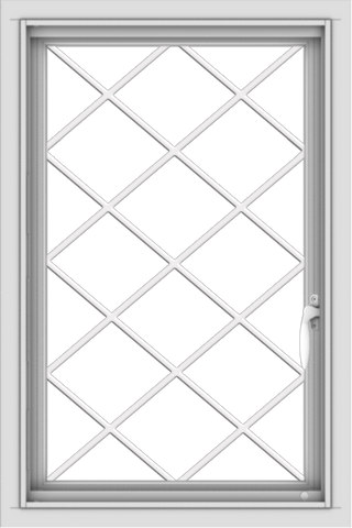 WDMA 20x30 (19.5 x 29.5 inch) Vinyl uPVC White Push out Casement Window  with Diamond Grills