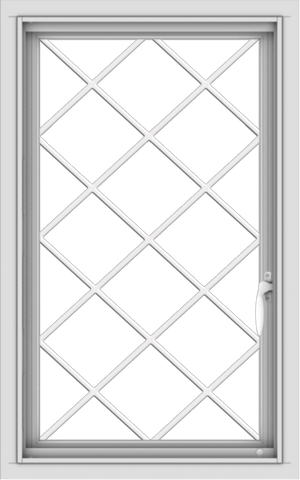 WDMA 20x32 (19.5 x 31.5 inch) Vinyl uPVC White Push out Casement Window  with Diamond Grills