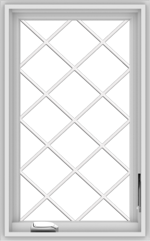 WDMA 20x32 (19.5 x 31.5 inch) White Vinyl uPVC Crank out Casement Window  with Diamond Grills