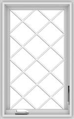 WDMA 20x32 (19.5 x 31.5 inch) White Vinyl uPVC Crank out Casement Window  with Diamond Grills