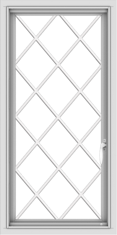 WDMA 20x40 (19.5 x 39.5 inch) Vinyl uPVC White Push out Casement Window  with Diamond Grills