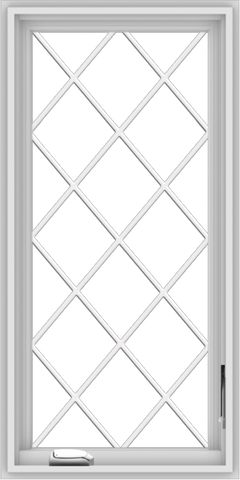 WDMA 20x40 (19.5 x 39.5 inch) White Vinyl uPVC Crank out Casement Window  with Diamond Grills