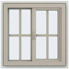 24x24 23.5x23.5 Vinyl Sliding Window With Colonial Grids Grilles