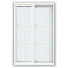 24x36 23.5x35.5 White Color Vinyl Pvc Sliding Window With Colonial Grids Grilles