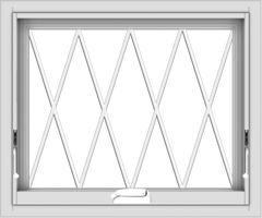 WDMA 24x20 (23.5 x 19.5 inch) White Vinyl uPVC Crank out Awning Window without Grids with Diamond Grills