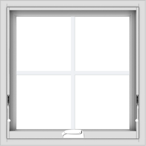 WDMA 24x24 (23.5 x 23.5 inch) White Vinyl uPVC Crank out Awning Window with Colonial Grids Interior