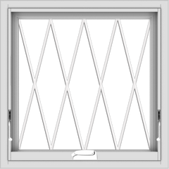 WDMA 24x24 (23.5 x 23.5 inch) White Vinyl uPVC Crank out Awning Window without Grids with Diamond Grills