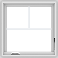 WDMA 24x24 (23.5 x 23.5 inch) White Vinyl uPVC Crank out Casement Window with Fractional Grilles