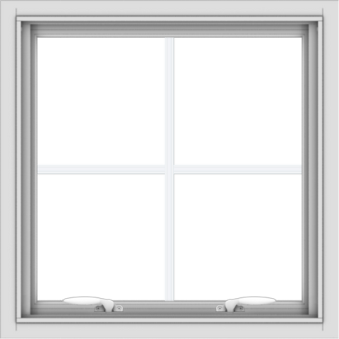 WDMA 24x24 (23.5 x 23.5 inch) White uPVC Vinyl Push out Awning Window with Colonial Grids Interior