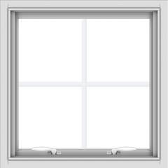 WDMA 24x24 (23.5 x 23.5 inch) White uPVC Vinyl Push out Awning Window with Colonial Grids Interior