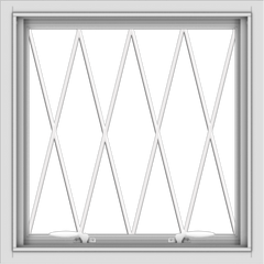 WDMA 24x24 (23.5 x 23.5 inch) White uPVC Vinyl Push out Awning Window without Grids with Diamond Grills