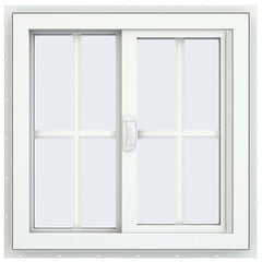 24x24 Bronze Color Vinyl Sliding Window With Colonial Grids Grilles