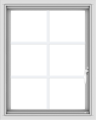 WDMA 24x30 (23.5 x 29.5 inch) Vinyl uPVC White Push out Casement Window with Colonial Grids