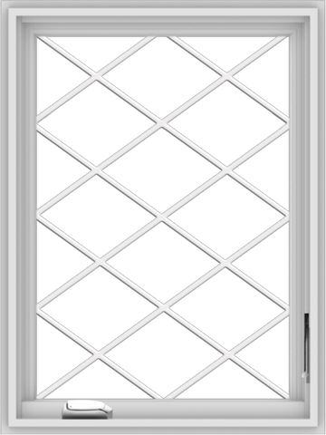 WDMA 24x32 (23.5 x 31.5 inch) White Vinyl uPVC Crank out Casement Window  with Diamond Grills