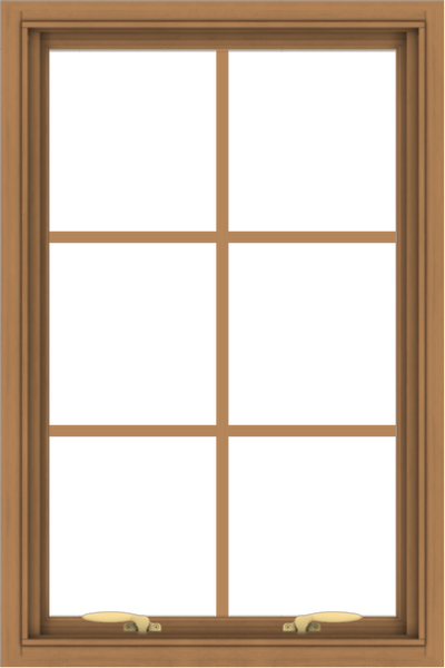 WDMA 24x36 (23.5 x 35.5 inch) Oak Wood Green Aluminum Push out Awning Window with Colonial Grids Interior