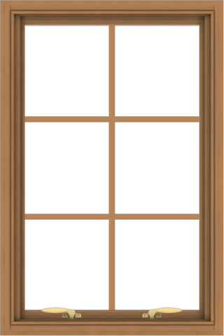 WDMA 24x36 (23.5 x 35.5 inch) Oak Wood Green Aluminum Push out Awning Window with Colonial Grids Interior