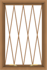 WDMA 24x36 (23.5 x 35.5 inch) Oak Wood Green Aluminum Push out Awning Window without Grids with Diamond Grills