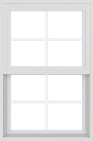 WDMA 24x36 (17.5 x 35.5 inch) Vinyl uPVC White Single Hung Double Hung Window with Colonial Grids Exterior