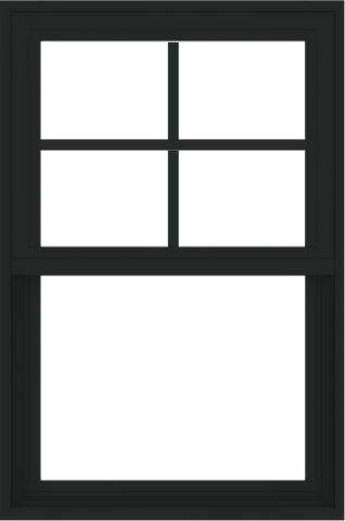 WDMA 24x36 (23.5 x 35.5 inch) Vinyl uPVC Black Single Hung Double Hung Window with Prairie Grids Interior