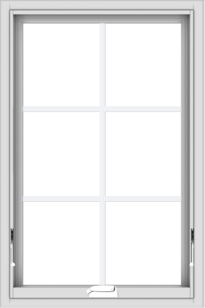 WDMA 24x36 (23.5 x 35.5 inch) White Vinyl uPVC Crank out Awning Window with Colonial Grids Interior