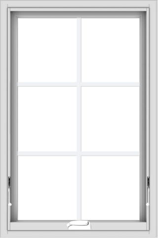 WDMA 24x36 (23.5 x 35.5 inch) White Vinyl uPVC Crank out Awning Window with Colonial Grids Interior