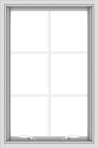 WDMA 24x36 (23.5 x 35.5 inch) White uPVC Vinyl Push out Awning Window with Colonial Grids Interior