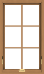 WDMA 24x40 (23.5 x 39.5 inch) Oak Wood Dark Brown Bronze Aluminum Crank out Awning Window with Colonial Grids Interior