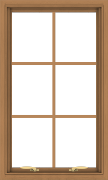 WDMA 24x40 (23.5 x 39.5 inch) Oak Wood Green Aluminum Push out Awning Window with Colonial Grids Interior