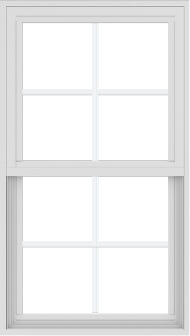 WDMA 24x42 (17.5 x 41.5 inch) Vinyl uPVC White Single Hung Double Hung Window with Colonial Grids Exterior