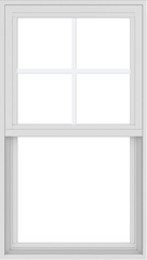 WDMA 24x42 (23.5 x 41.5 inch) Vinyl uPVC White Single Hung Double Hung Window with Top Colonial Grids Exterior