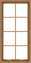 WDMA 24x48 (23.5 x 47.5 inch) Oak Wood Green Aluminum Push out Awning Window with Colonial Grids Interior