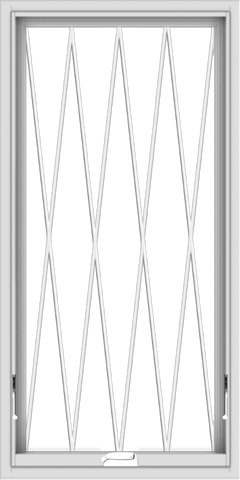 WDMA 24x48 (23.5 x 47.5 inch) White Vinyl uPVC Crank out Awning Window without Grids with Diamond Grills