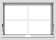 WDMA 28x20 (27.5 x 19.5 inch) White Vinyl uPVC Crank out Awning Window with Colonial Grids Interior