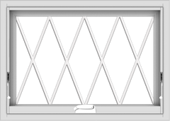 WDMA 28x20 (27.5 x 19.5 inch) White Vinyl uPVC Crank out Awning Window without Grids with Diamond Grills