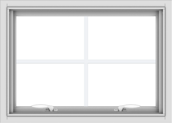 WDMA 28x20 (27.5 x 19.5 inch) White uPVC Vinyl Push out Awning Window with Colonial Grids Interior